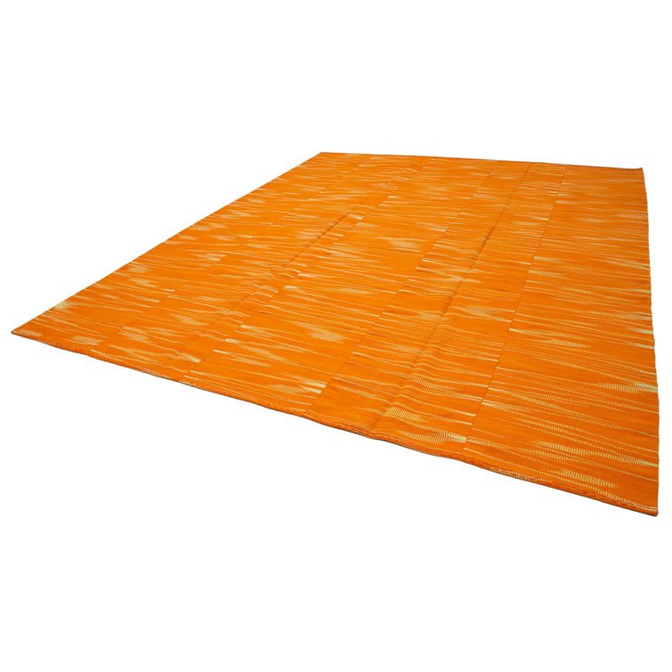 Gracie Oaks Degrade Kilim HandKnotted Cotton/Wool Orange Rug Wayfair